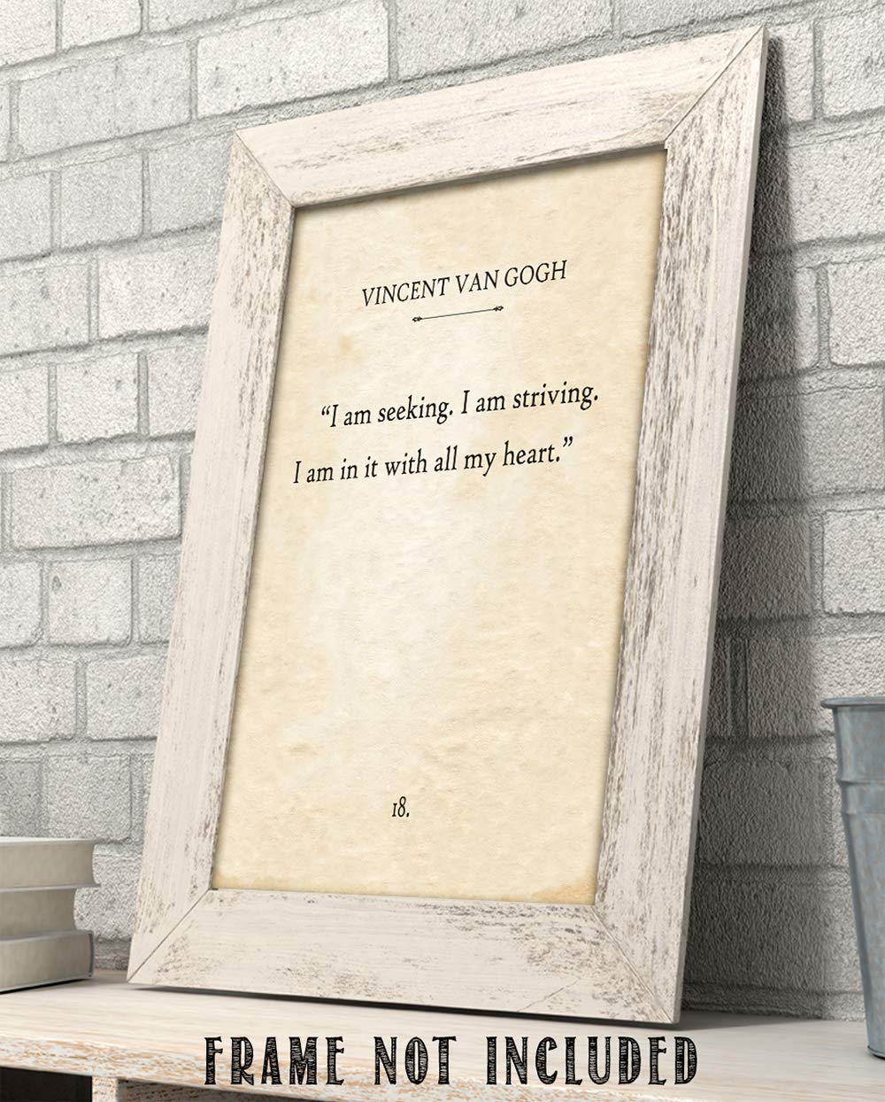 Vincent Van Gogh Book Quotes - I am Seeking, I am Striving - Classic Book Page Wall Decor and Literature Posters, Encouragement Print and Inspirational Gift Idea, 11x14 Unframed Typography Print
