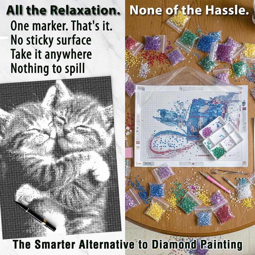 On The Dot Art Dot Painting Kit for Adults|Bestest Friends Cuddling Kittens 13x17 Canvas with Dual Tip Marker|Activity Alternative to Diamond Painting | No Tiny Pieces No Mess Cat Lover Frameable Gift