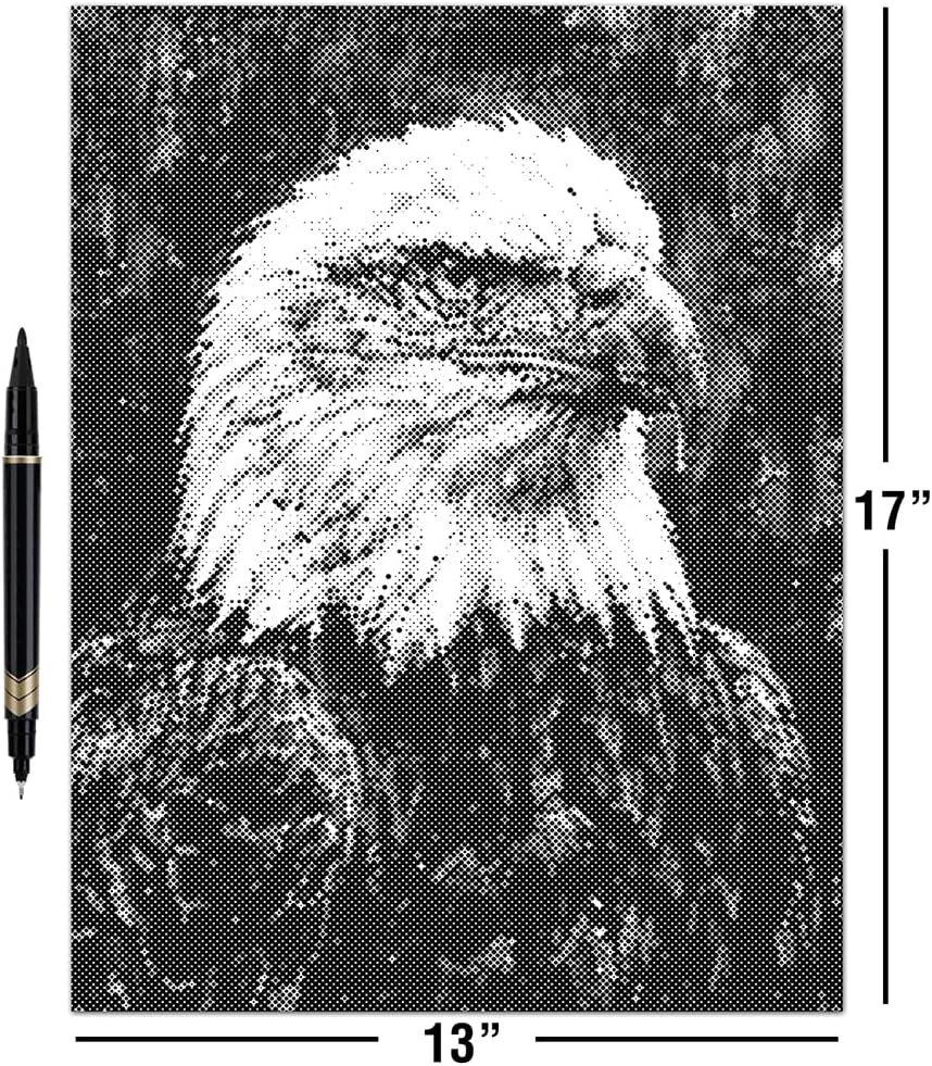 On The Dot Art Dot Painting Kit for Adults Freedom Bald Eagle 13x17 Canvas with Dual Tip Marker Easier Alternative to Diamond Painting No Tiny Pieces No Mess Patriotic Gift for Men Veterans Dad