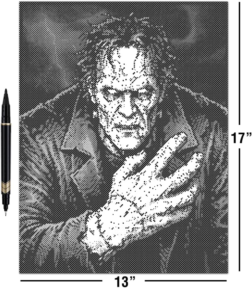 On The Dot Art — Dot Painting Kit for Adults | Frankenstein 13x17 Canvas with Dual-Tip Marker | Relaxing Art Activity Alternative to Diamond Painting | No Tiny Pieces No Mess Horror Gift