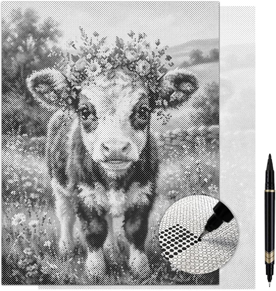On The Dot Art Dot Painting Kit for Adults Sweet Pea Baby Cow Calf 13x17 Canvas with Dual Tip Marker Relaxing Farm Animal Art Activity Alternative to Diamond Painting No Mess Frameable Wall Decor Gift