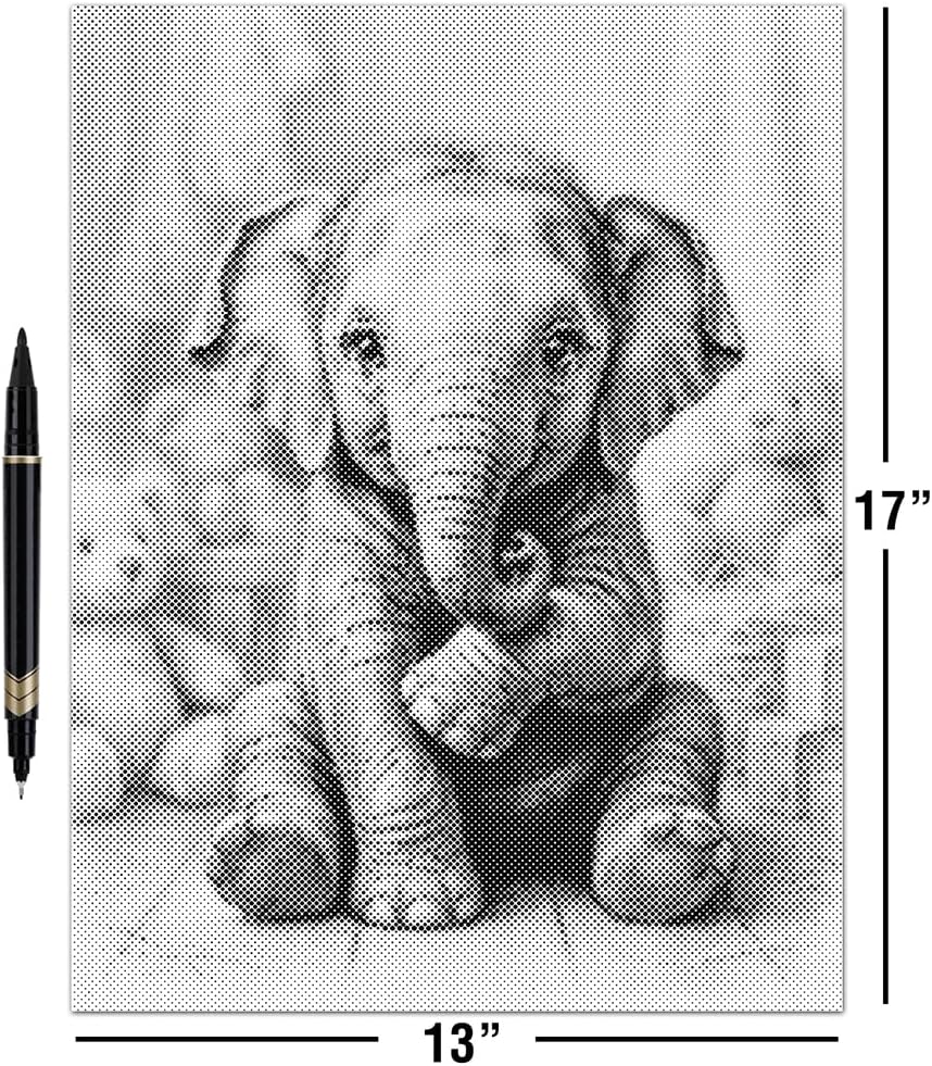 On The Dot Art—Dot Painting Kit for Adults|The Nursery Guardian Elephant 13x17 Canvas with Dual Tip Marker|Relaxing Art Activity Alternative to Diamond Painting | No Tiny Pieces No Mess Frameable Gift