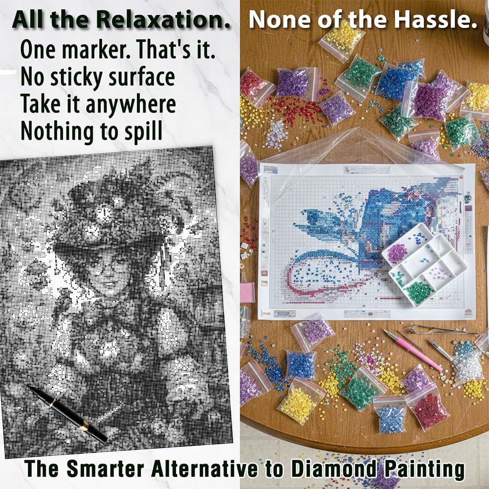 On The Dot Art - Painting Kit for Adults|Gears, Glasses, & Gadgets Victorian Steampunk 13x17 Canvas w/Dual Tip Marker|Alternative to Diamond Painting|No Tiny Pcs No Mess Gothic Fashion Frameable Gift