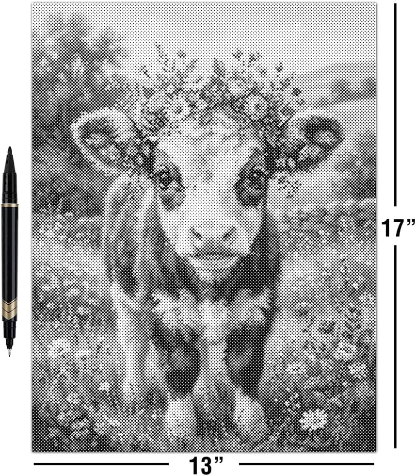 On The Dot Art Dot Painting Kit for Adults Sweet Pea Baby Cow Calf 13x17 Canvas with Dual Tip Marker Relaxing Farm Animal Art Activity Alternative to Diamond Painting No Mess Frameable Wall Decor Gift