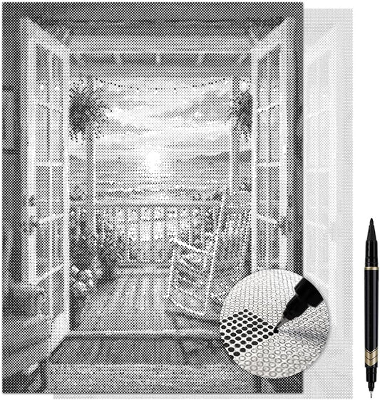 On The Dot Art — Dot Painting Kit for Adults | Seabreeze Window Ocean View 13x17 Canvas with Dual Tip Marker | Easier Alternative to Diamond Painting No Tiny Pieces No Mess Gift Idea
