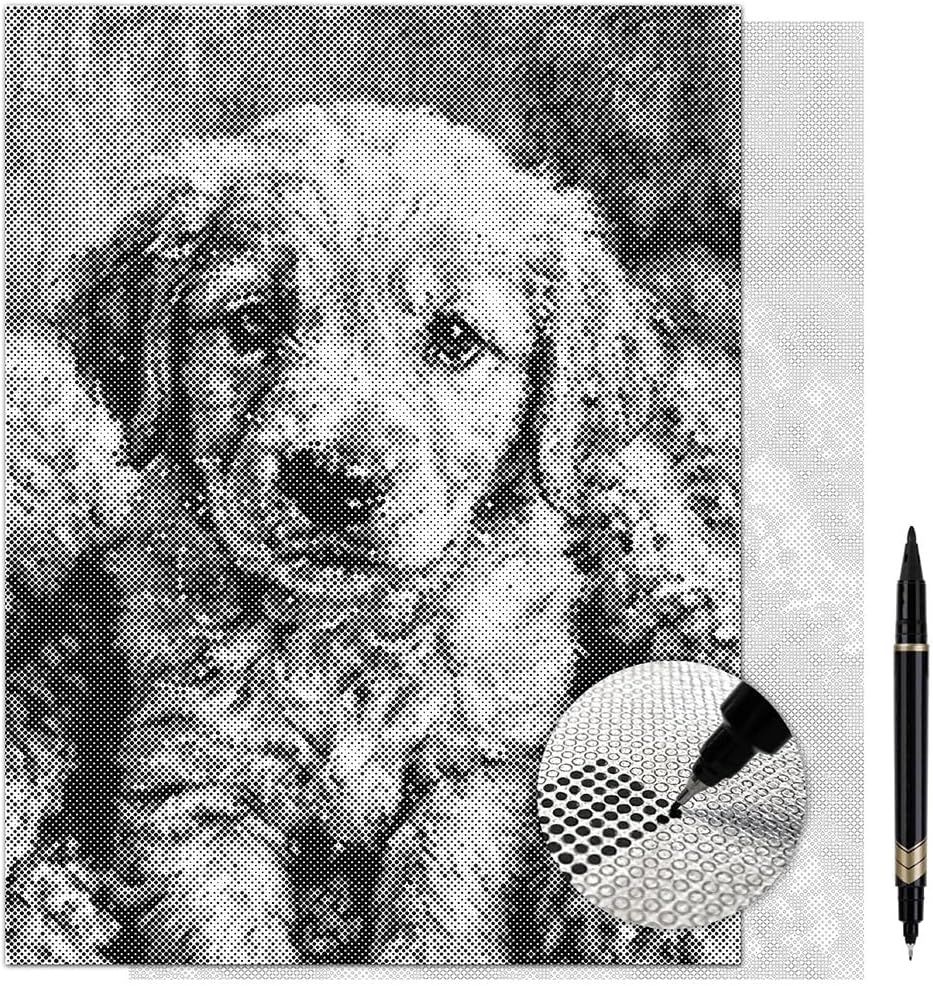 On The Dot Art Dot Painting Kit for Adults Puppy Love at First Sight 13x17 Canvas with Dual Tip Marker Easier Alternative to Diamond Painting No Tiny Pieces No Mess Gift for Dog Lovers