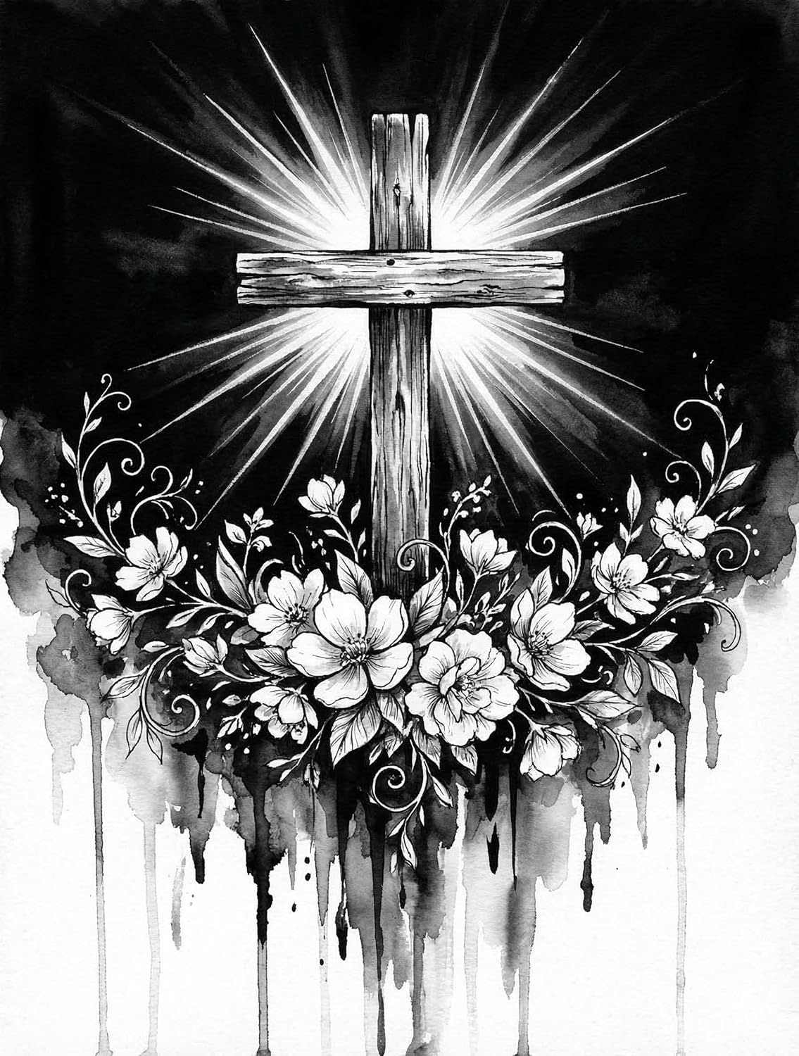 On The Dot Art Dot Painting Kit for Adults |Faith in Bloom Christian Cross 13x17 Canvas with Dual Tip Marker|Activity Alternative to Diamond Painting|No Tiny Pieces No Mess Floral Faith Frameable Gift