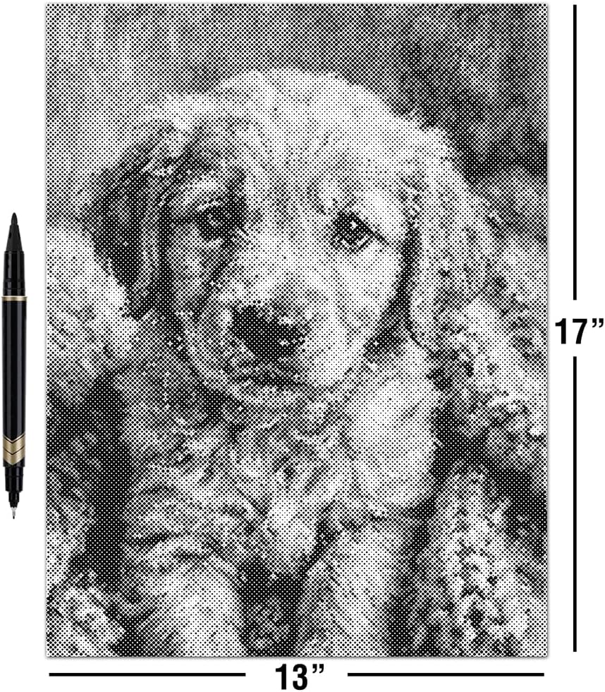 On The Dot Art Dot Painting Kit for Adults Puppy Love at First Sight 13x17 Canvas with Dual Tip Marker Easier Alternative to Diamond Painting No Tiny Pieces No Mess Gift for Dog Lovers