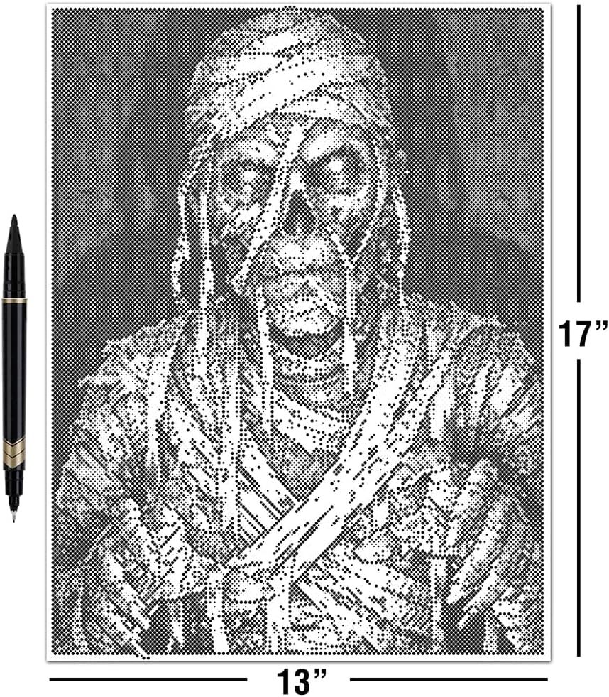 On The Dot Art — Dot Painting Kit for Adults | The Mummy 13x17 Canvas with Dual Tip Marker | Relaxing Horror Art Activity Alternative to Diamond Painting No Mess Gift