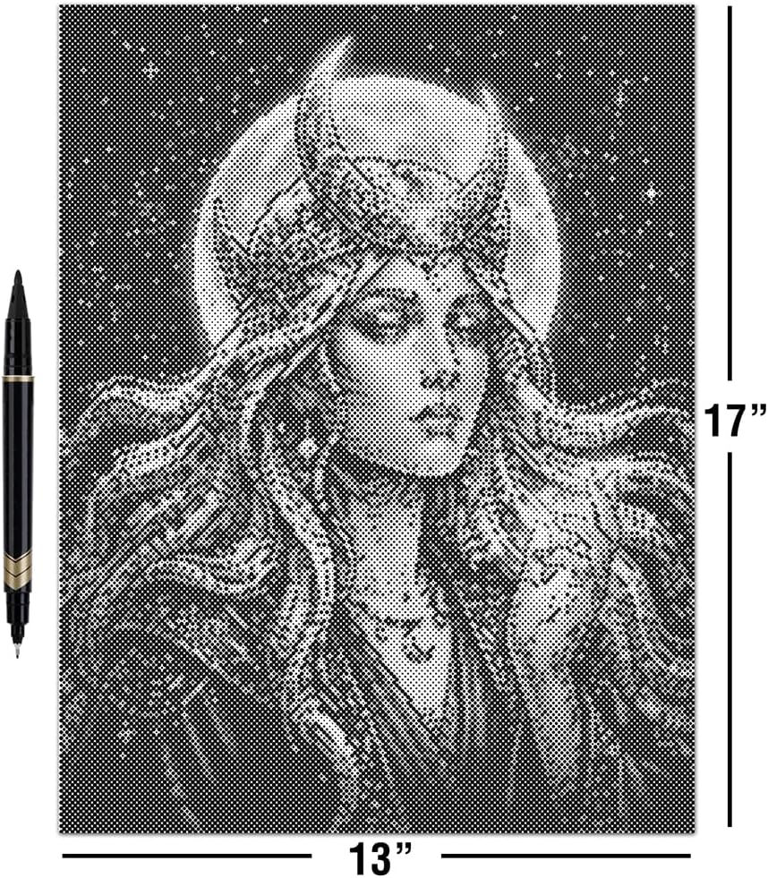 On The Dot Art — Dot Painting Kit for Adults | Moon Goddess 13x17 Canvas with Dual Tip Marker | Relaxing Art Activity Alternative to Diamond Painting No Tiny Pieces No Mess Gift