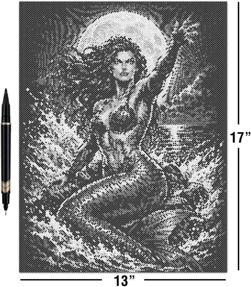 On The Dot Art — Dot Painting Kit for Adults | Mermaid 13x17 Canvas with Dual Tip Marker | Relaxing Fantasy Ocean Art Activity Alternative to Diamond Painting No Mess Gift