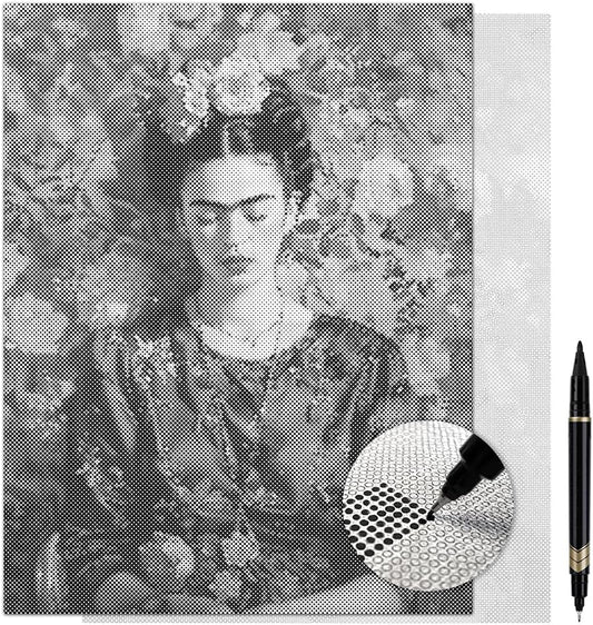 On The Dot Art—Dot Painting Kit for Adults| Frida Inspired in Bloom 13x17 Canvas with Dual Tip Marker | Relaxing Floral Portrait Art Activity Alternative to Diamond Painting Unofficial Fan Design Gift