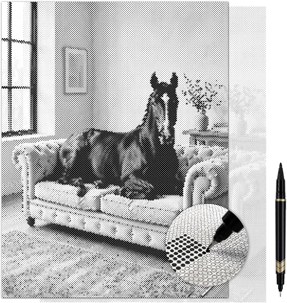 On The Dot Art Dot Painting Kit for Adults | Equestrian Elegance Horse 13x17 Canvas with Dual Tip Marker | Relaxing Art Activity Alternative to Diamond Painting | No Tiny Pieces No Mess Frameable Gift