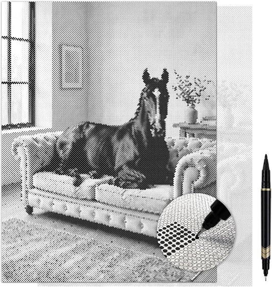 On The Dot Art Dot Painting Kit for Adults | Equestrian Elegance Horse 13x17 Canvas with Dual Tip Marker | Relaxing Art Activity Alternative to Diamond Painting | No Tiny Pieces No Mess Frameable Gift