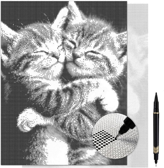 On The Dot Art Dot Painting Kit for Adults|Bestest Friends Cuddling Kittens 13x17 Canvas with Dual Tip Marker|Activity Alternative to Diamond Painting | No Tiny Pieces No Mess Cat Lover Frameable Gift