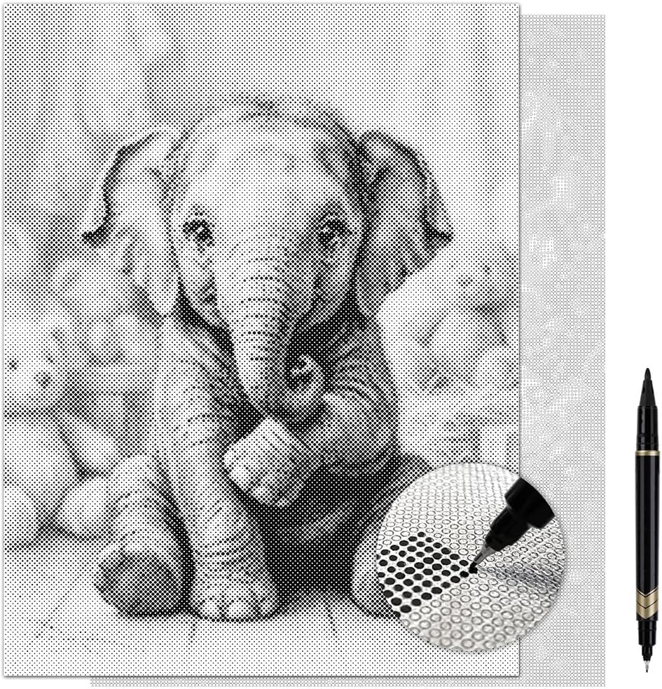 On The Dot Art—Dot Painting Kit for Adults|The Nursery Guardian Elephant 13x17 Canvas with Dual Tip Marker|Relaxing Art Activity Alternative to Diamond Painting | No Tiny Pieces No Mess Frameable Gift