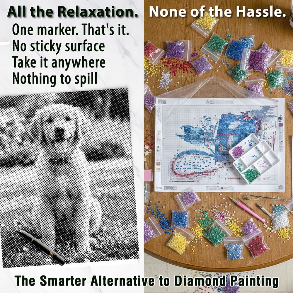 On the Dot Custom Pet Photo Dot Painting Kit – Personalized Dog Cat Portrait Canvas Art | Unique Mother's Day Present | Diamond Painting Alternative | Dual-Tip Marker | Ships from USA