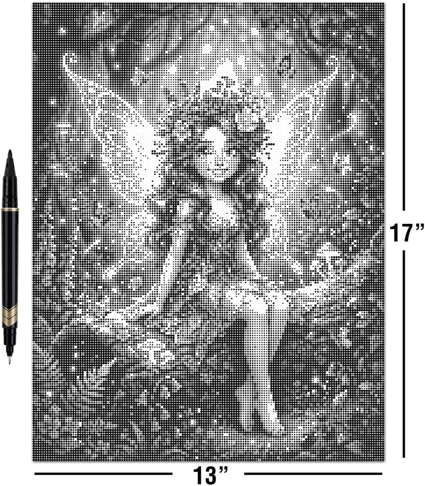 On The Dot Art — Dot Painting Kit for Adults | Enchanted Meadow Fairy 13x17 Canvas with Dual Tip Marker | Relaxing Art Activity Alternative to Diamond Painting | No Tiny Pieces No Mess Frameable Gift