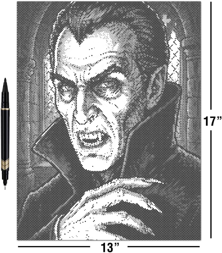 On The Dot Art — Dot Painting Kit for Adults | Dracula 13x17 Canvas with Dual-Tip Marker | Relaxing Art Activity Alternative to Diamond Painting | No Tiny Pieces No Mess Gothic Gift