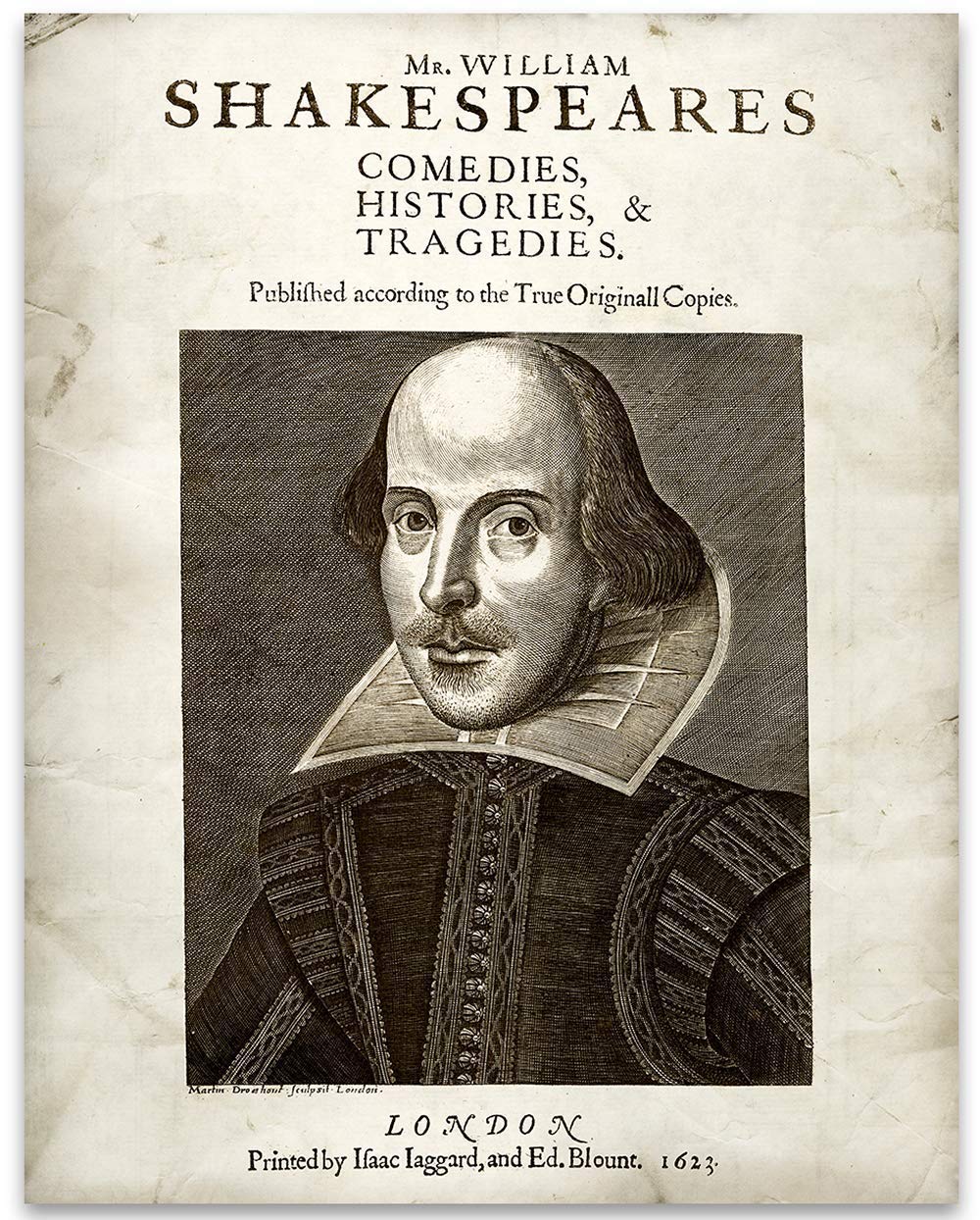 Shakespeare's Comedies, Histories and Tragedies - Classic Theatre Decorations, English Classroom Accessories, Great Gift for Literary and Shakespeare Lovers, 11x14 Unframed Typography Book Page Print