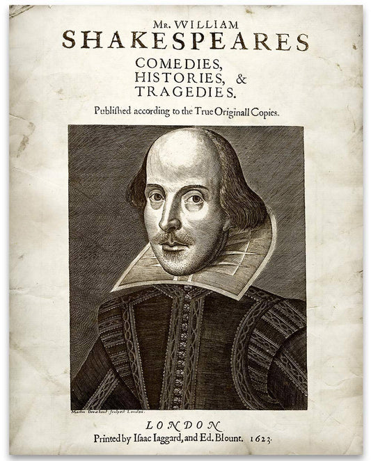 Shakespeare's Comedies, Histories and Tragedies - Classic Theatre Decorations, English Classroom Accessories, Great Gift for Literary and Shakespeare Lovers, 11x14 Unframed Typography Book Page Print