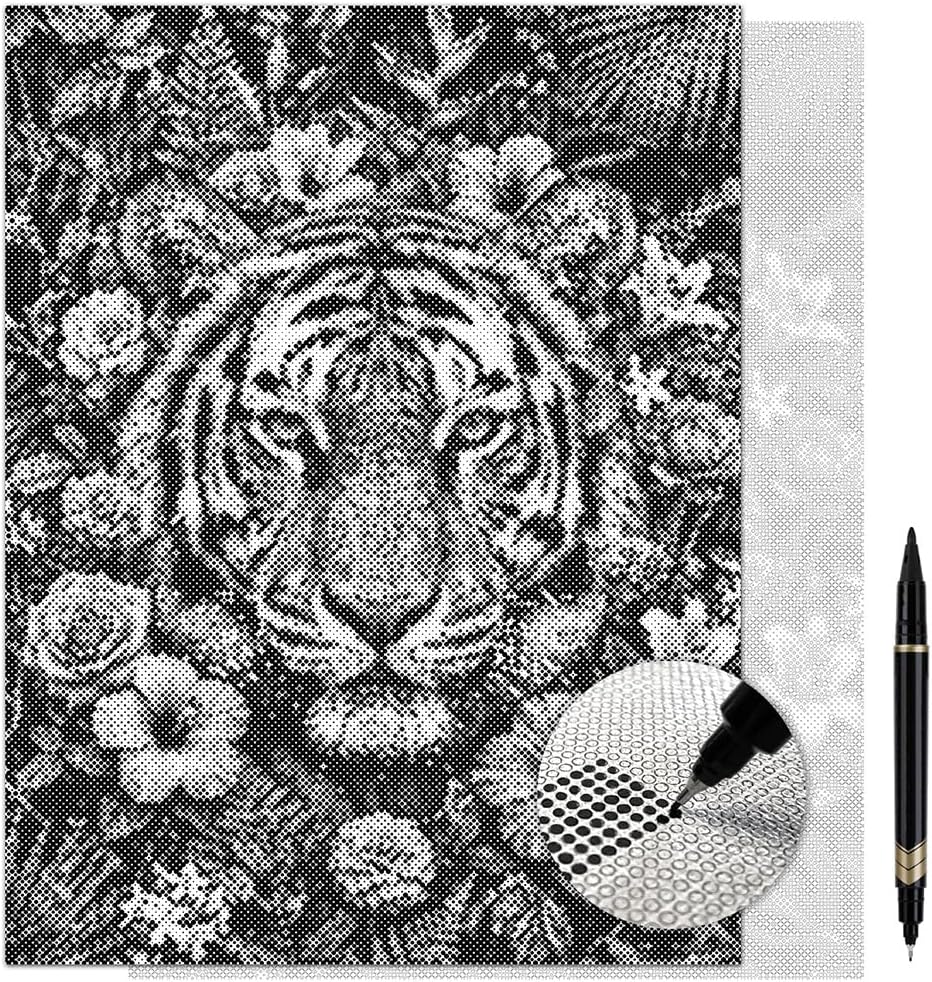 On The Dot Art — Dot Painting Kit for Adults | Savage Bloom Tiger 13x17 Canvas with Dual Tip Marker | Relaxing Art Activity Alternative to Diamond Painting | No Tiny Pieces No Mess Frameable Gift