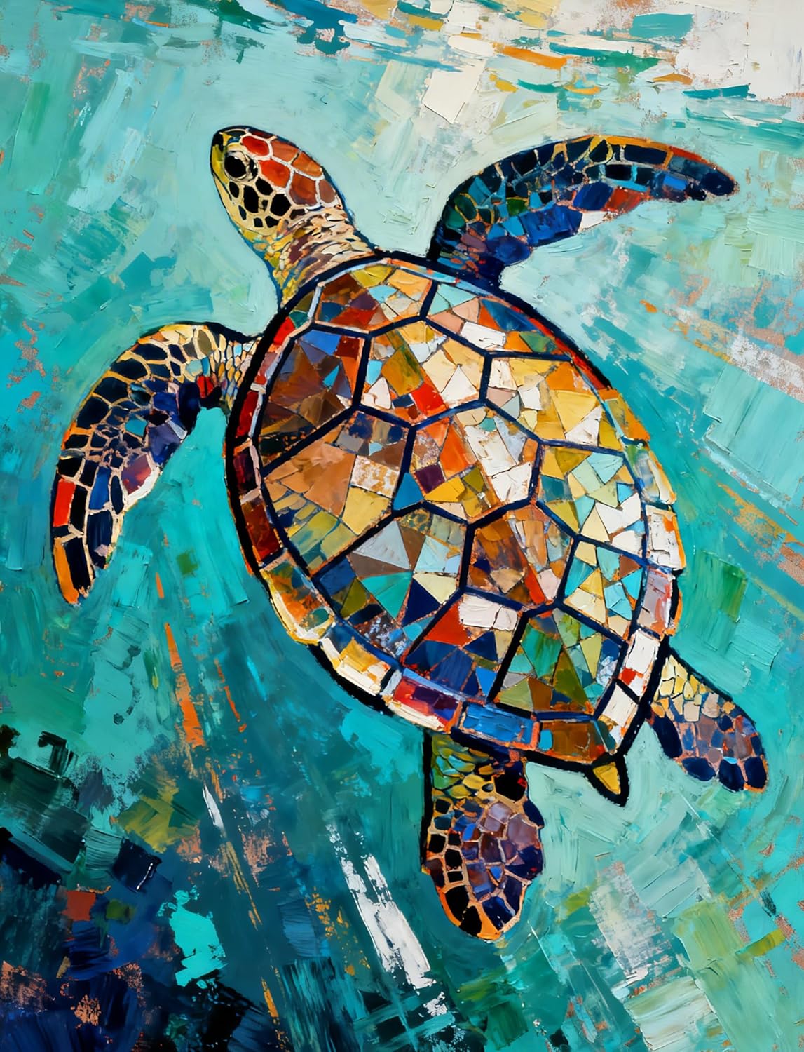On The Dot Art Dot Painting Kit for Adults|Ocean Motion Sea Turtle 13x17 Canvas w/Dual Tip Marker|Relaxing Alternative to Diamond Painting|No Tiny Pieces No Mess Wildlife Coastal Decor Frameable Gift