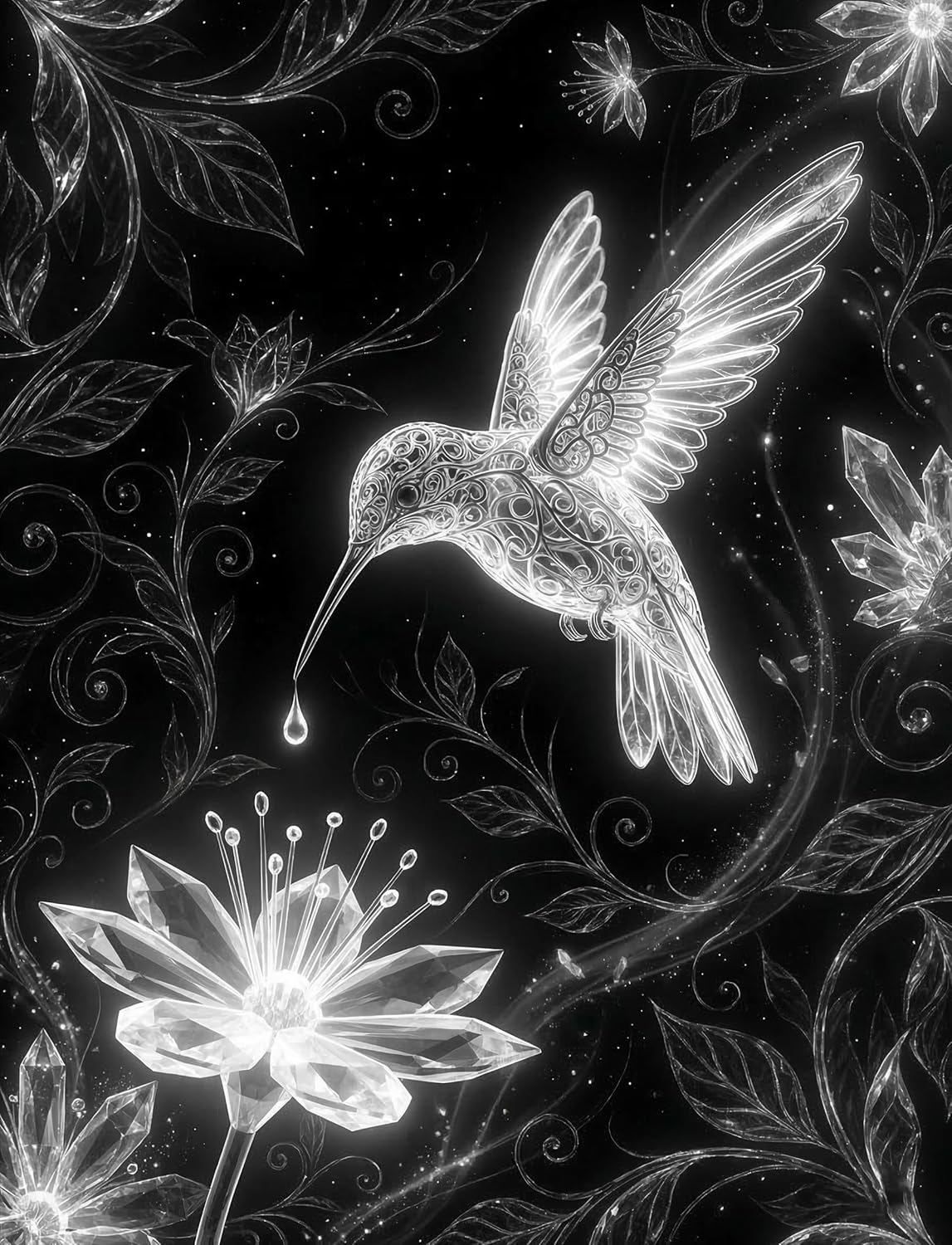 On The Dot Art Dot Painting Kit for Adults | Midnight Gleam Hummingbird 13x17 Canvas w/Dual Tip Marker | Relaxing Alternative to Diamond Painting | No Tiny Pieces No Mess Garden Lover Frameable Gift