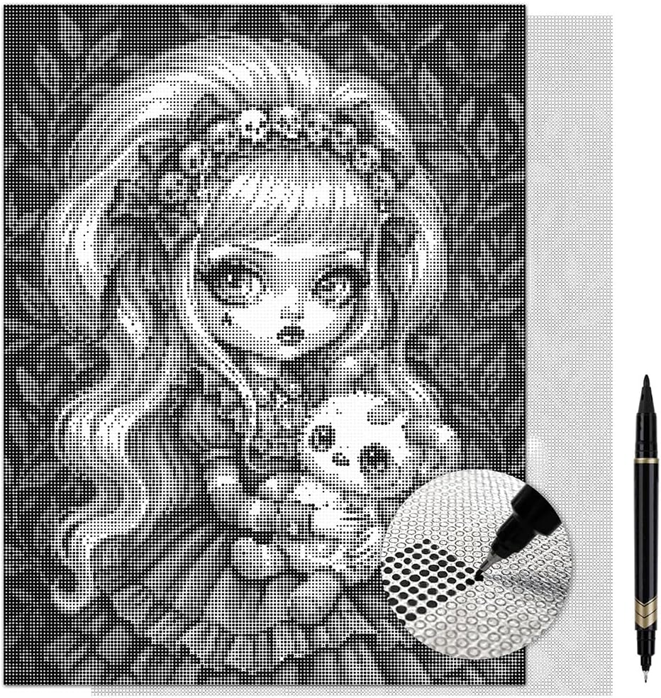 On The Dot Art - Painting Kit for Adults|The Little Monster Gothic Doll Girl 13x17 Canvas w/Dual Tip Marker|Relaxing Alternative to Diamond Painting|No Tiny Pcs No Mess Dark Aesthetic Frameable Gift