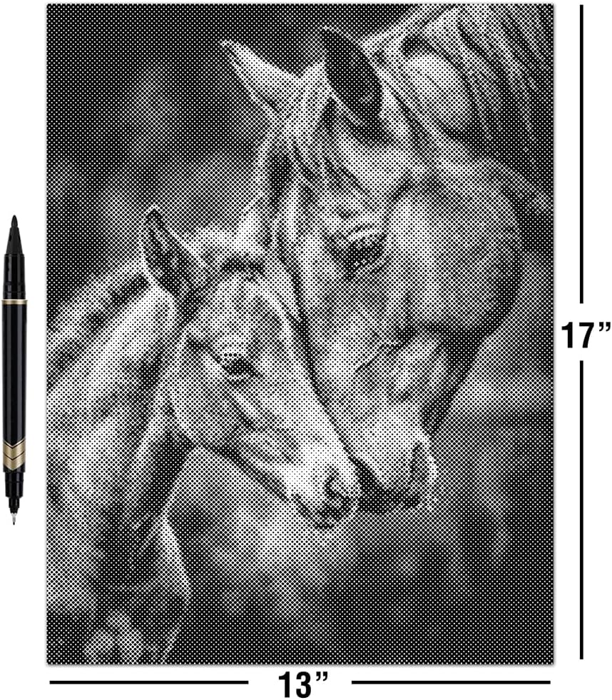 On The Dot Art Dot Painting Kit for Adults | First Bond Horse, Mare & Foal 13x17 Canvas with Dual Tip Marker | Relaxing Art Activity Alternative to Diamond Painting | No Tiny Pieces Frameable Gift