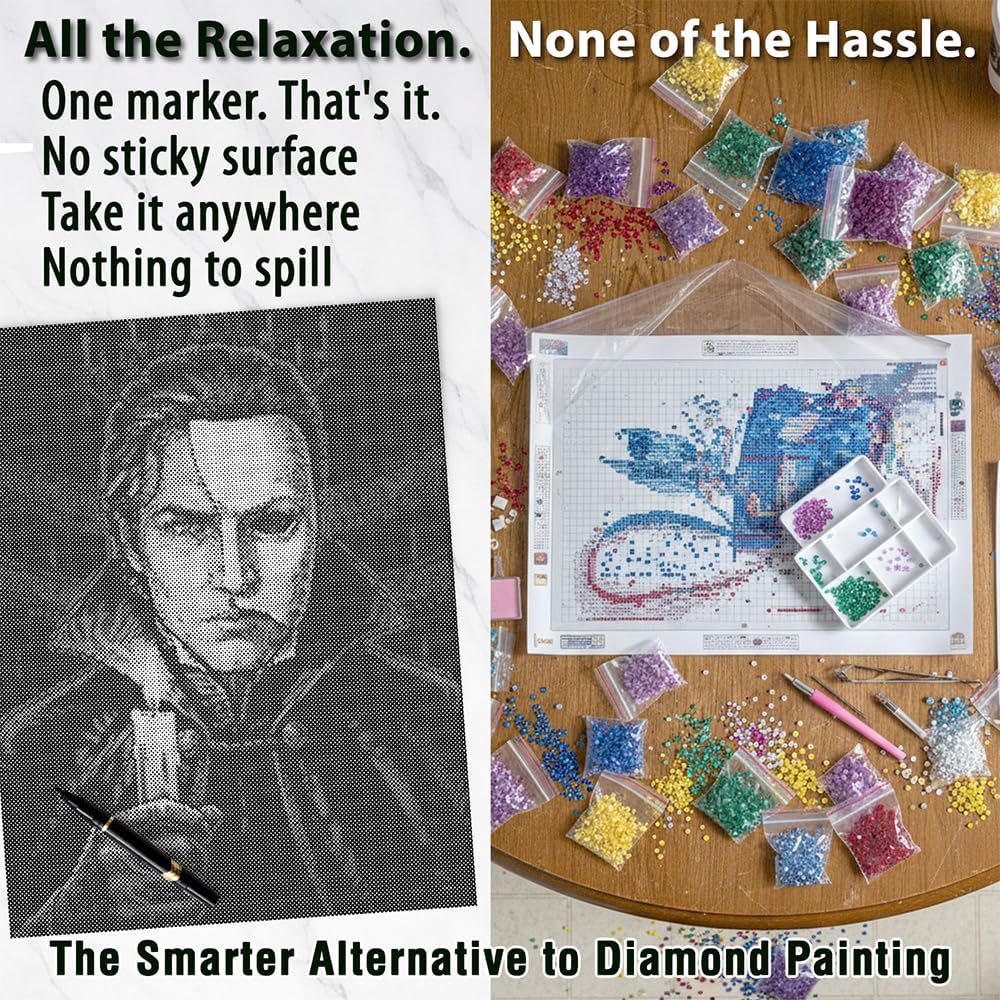 On The Dot Art — Dot Painting Kit for Adults | Phantom of the Opera 13x17 Canvas with Dual Tip Marker | Relaxing Gothic Art Activity Alternative to Diamond Painting No Mess Gift