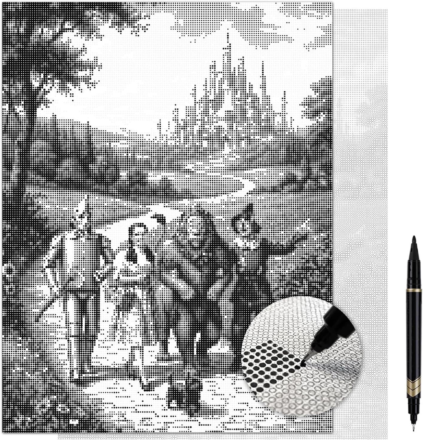 On The Dot Art Dot Painting Kit for Adults | Wizard of O-Z 13x17 Canvas with Dual Tip Marker | Relaxing Art Activity Alternative to Diamond Painting | No Tiny Pieces No Mess Frameable Gift