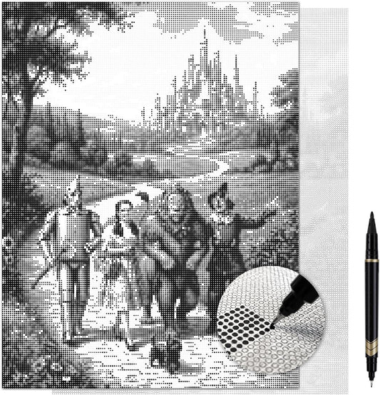 On The Dot Art Dot Painting Kit for Adults | Wizard of O-Z 13x17 Canvas with Dual Tip Marker | Relaxing Art Activity Alternative to Diamond Painting | No Tiny Pieces No Mess Frameable Gift