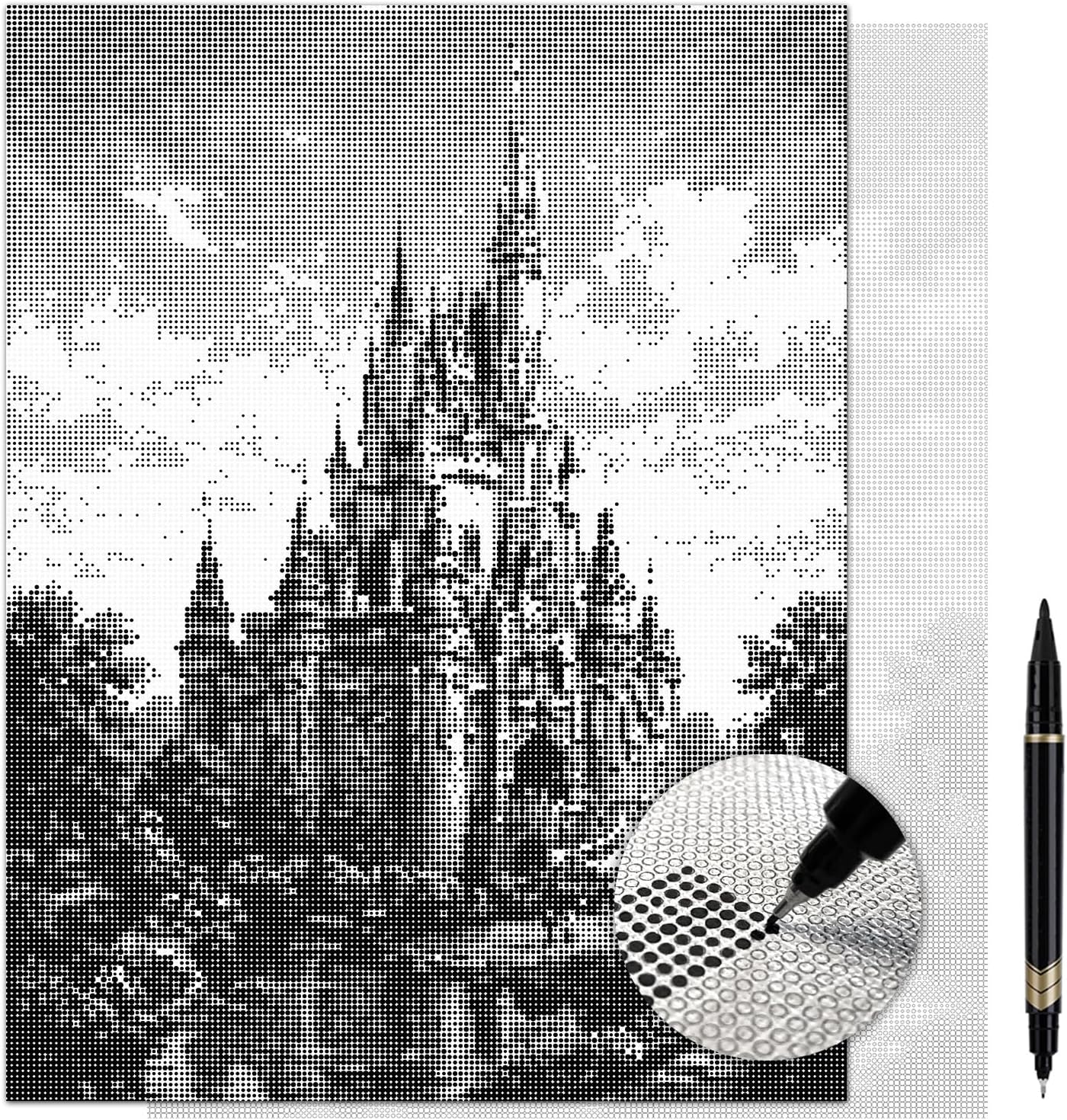 On The Dot Art Dot Painting Kit for Adults|The Magic Castle 13x17 Canvas with Dual Tip Marker|Activity Alternative to Diamond Painting| No Tiny Pieces No Mess Medieval Kingdom Storybook Frameable Gift