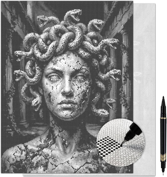 On The Dot Art — Dot Painting Kit for Adults | Medusa 13x17 Canvas with Dual Tip Marker | Relaxing Gothic Mythology Art Activity Alternative to Diamond Painting No Mess Gift