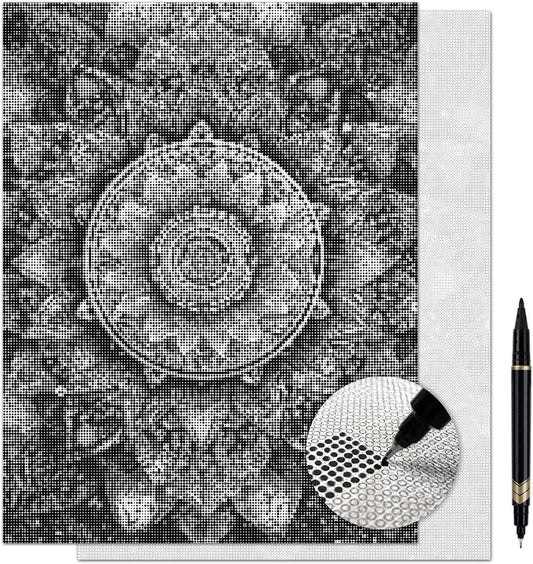 On The Dot Art — Dot Painting Kit for Adults | Serenity Mandala 13x17 Canvas with Dual-Tip Marker |Relaxing Art Activity, Easier Alternative to Diamond Painting | No Tiny Pieces, No Mess | Great Gift