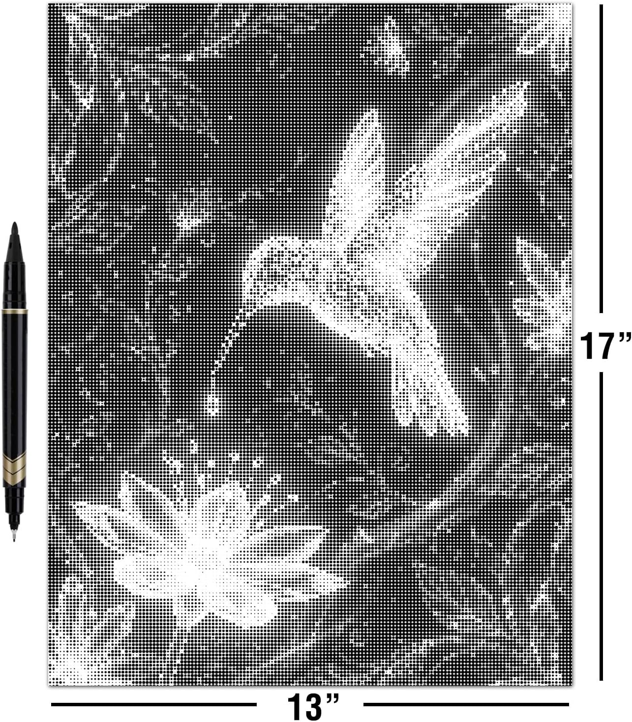 On The Dot Art Dot Painting Kit for Adults | Midnight Gleam Hummingbird 13x17 Canvas w/Dual Tip Marker | Relaxing Alternative to Diamond Painting | No Tiny Pieces No Mess Garden Lover Frameable Gift