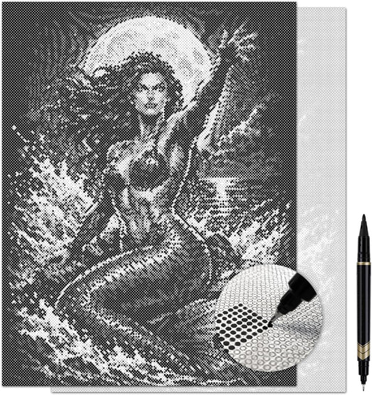 On The Dot Art — Dot Painting Kit for Adults | Mermaid 13x17 Canvas with Dual Tip Marker | Relaxing Fantasy Ocean Art Activity Alternative to Diamond Painting No Mess Gift