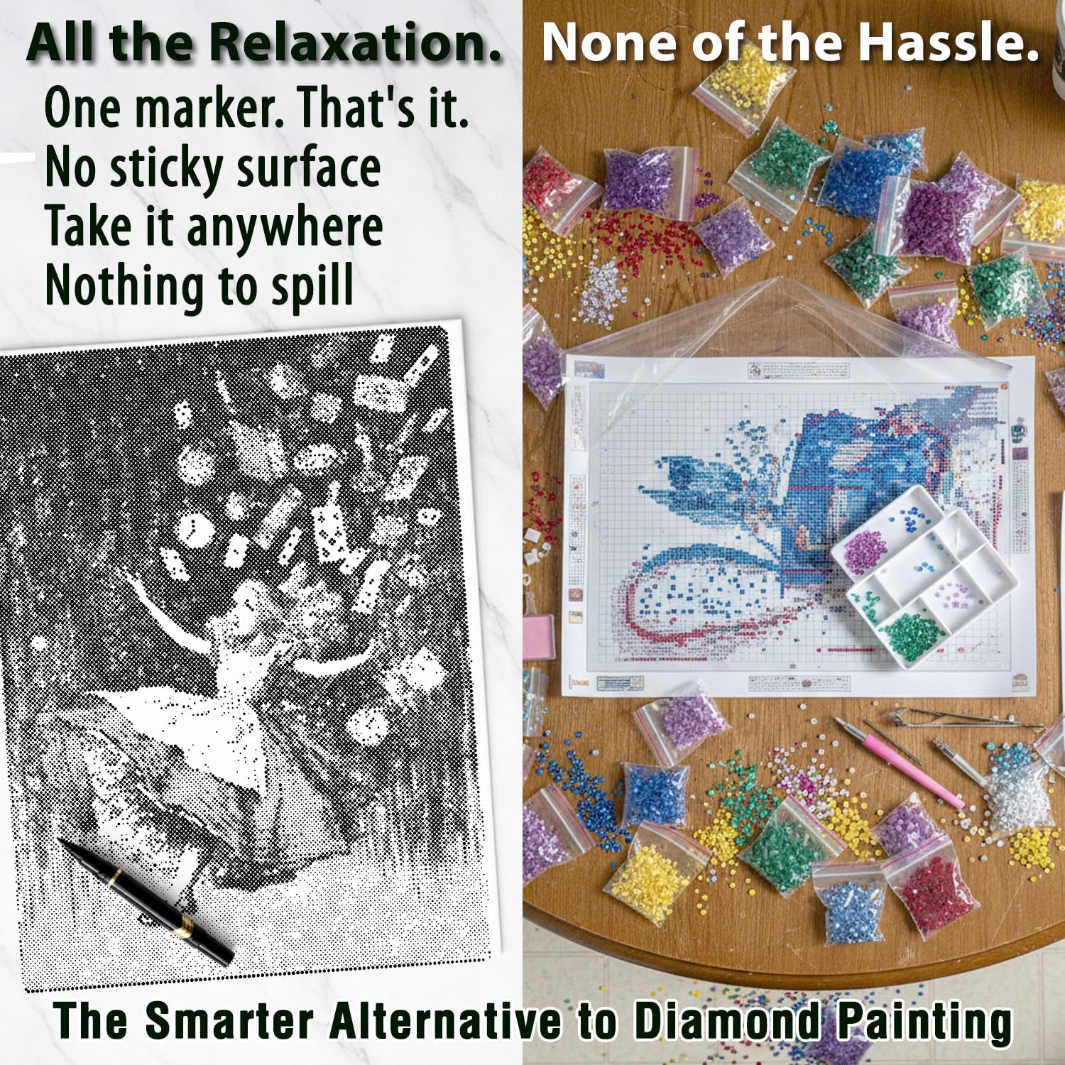 On The Dot Art — Dot Painting Kit for Adults | Alice Falling Down the Rabbit Hole 13x17 Canvas with Dual-Tip Marker |Relaxing Art Activity Alternative to Diamond Painting | No Tiny Pieces No Mess Gift
