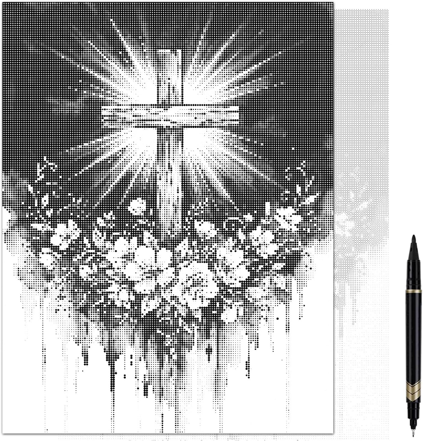 On The Dot Art Dot Painting Kit for Adults |Faith in Bloom Christian Cross 13x17 Canvas with Dual Tip Marker|Activity Alternative to Diamond Painting|No Tiny Pieces No Mess Floral Faith Frameable Gift