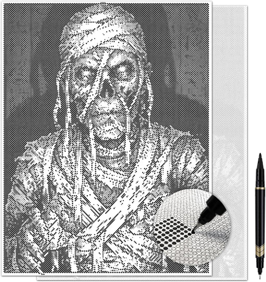 On The Dot Art — Dot Painting Kit for Adults | The Mummy 13x17 Canvas with Dual Tip Marker | Relaxing Horror Art Activity Alternative to Diamond Painting No Mess Gift