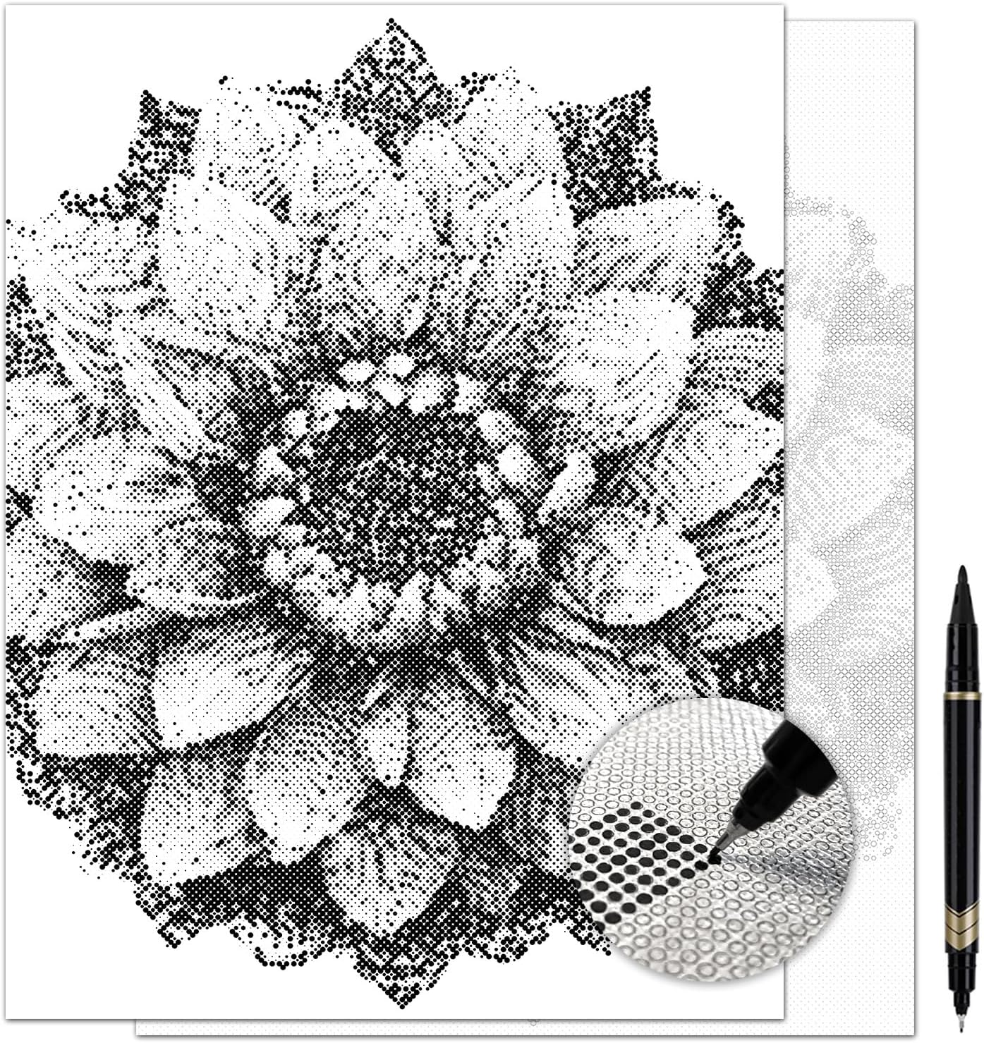 On The Dot Art — Dot Painting Kit for Adults | Lotus Crown Mandala Floral 13x17 Canvas with Dual Tip Marker | Easier Alternative to Diamond Painting No Tiny Pieces No Mess Gift Idea