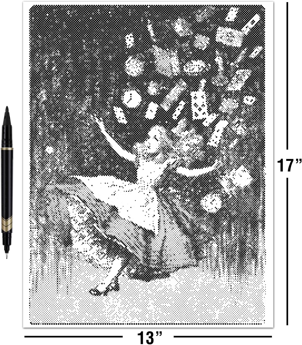 On The Dot Art — Dot Painting Kit for Adults | Alice Falling Down the Rabbit Hole 13x17 Canvas with Dual-Tip Marker |Relaxing Art Activity Alternative to Diamond Painting | No Tiny Pieces No Mess Gift