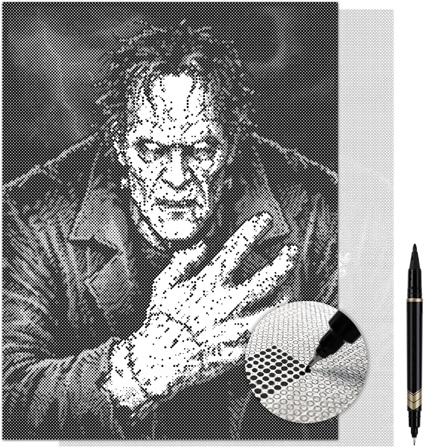 On The Dot Art — Dot Painting Kit for Adults | Frankenstein 13x17 Canvas with Dual-Tip Marker | Relaxing Art Activity Alternative to Diamond Painting | No Tiny Pieces No Mess Horror Gift