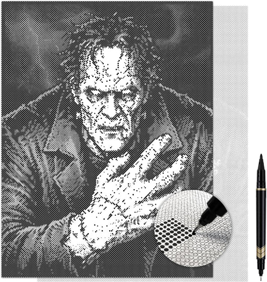 On The Dot Art — Dot Painting Kit for Adults | Frankenstein 13x17 Canvas with Dual-Tip Marker | Relaxing Art Activity Alternative to Diamond Painting | No Tiny Pieces No Mess Horror Gift