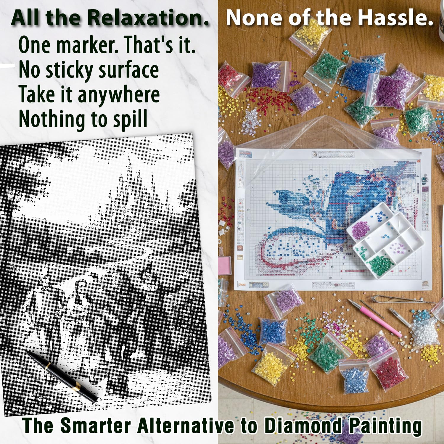 On The Dot Art Dot Painting Kit for Adults | Wizard of O-Z 13x17 Canvas with Dual Tip Marker | Relaxing Art Activity Alternative to Diamond Painting | No Tiny Pieces No Mess Frameable Gift