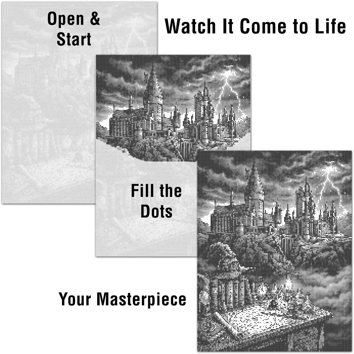 On The Dot Art Dot Painting Kit for Adults | The Wizards Gothic Castle Fantasy 13x17 Canvas w/Dual Tip Marker|Alternative to Diamond Painting| No Tiny Pieces No Mess Storybook Medieval Frameable Gift