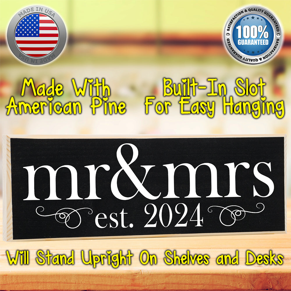 2024 Mr & Mrs Wedding  - Wooden Sign