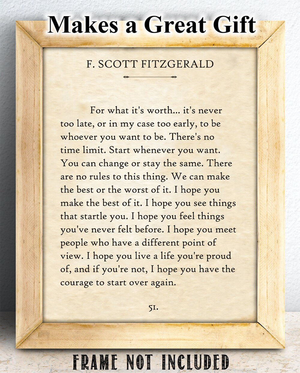 F. Scott Fitzgerald - For What It's Worth - 11x14 Unframed Typography Book Page Print - Great Inspirational Gift & Decor