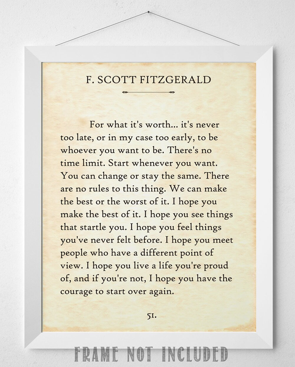 F. Scott Fitzgerald - For What It's Worth - 11x14 Unframed Typography Book Page Print - Great Inspirational Gift & Decor